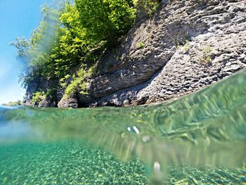 View of rocks in water