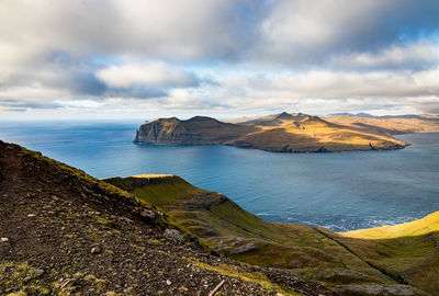 Autumn in the faroe islands. play of light and shadow.