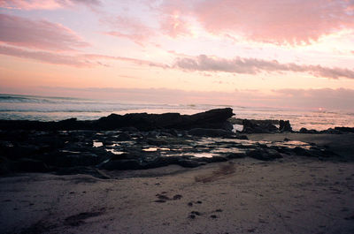 Scenic view of sea against sky during sunset