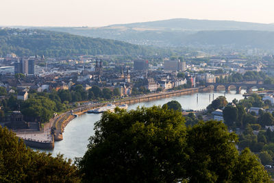 High angle view of bridge over river in city