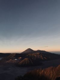 View of bromo landscape against sky during sunrise
