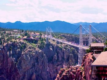 High angle view of suspension bridge