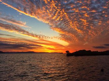 Scenic view of sea against sky during sunset