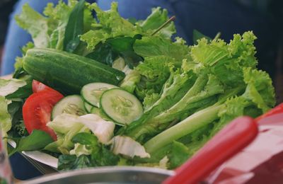 Close-up of chopped vegetables