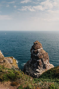 Panoramic view over cap frehel, brittany, france. atlantic ocean french coast