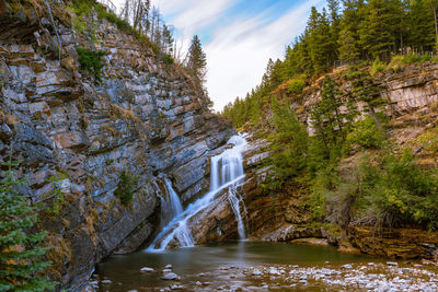 Scenic view of waterfall