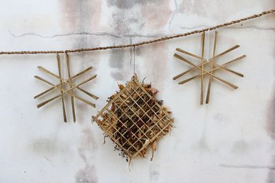 High angle view of christmas decoration on table