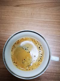 High angle view of coffee on table