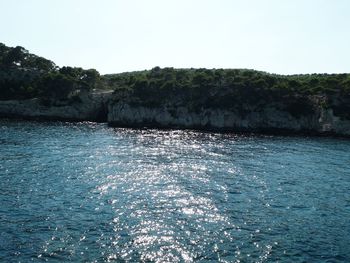 Scenic view of sea against clear sky