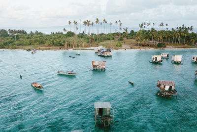 High angle view of sea against sky