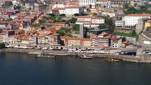 Aerial view of buildings in town