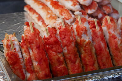 High angle view of meat in plate