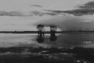 Scenic view of lake against sky