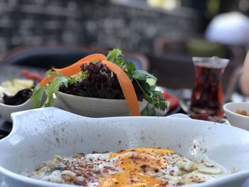 Close-up of food served in plate