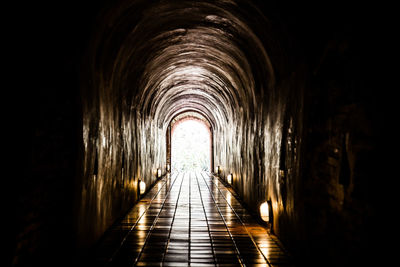 Empty corridor in tunnel