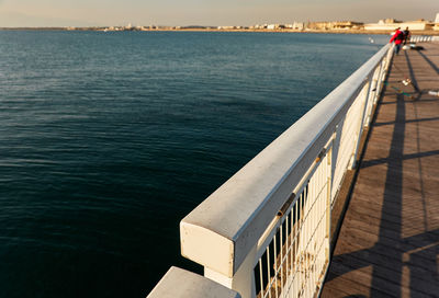 High angle view of pier over sea against sky