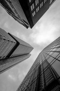 Low angle view of modern buildings against sky