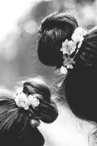 Double exposure of woman and flower