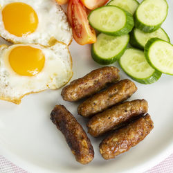 High angle view of breakfast served in plate