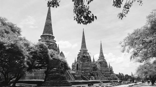 Low angle view of temple building against sky