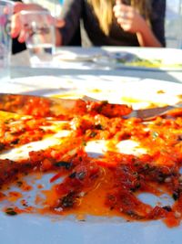 Close-up of hand eating food