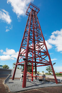 Low angle view of metal structure against sky