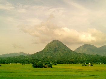 Scenic view of landscape against cloudy sky