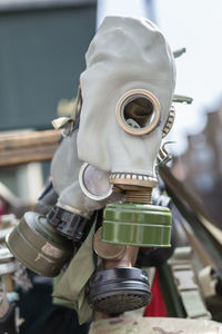 Vintage latex gas mask in use since the second world war.