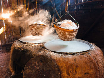 Close-up of ice cream on table