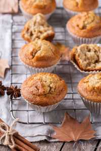 Close-up of muffins on table