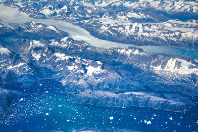 Aerial view of snowcapped mountains