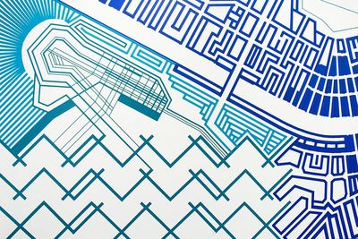 Close up of blue wall