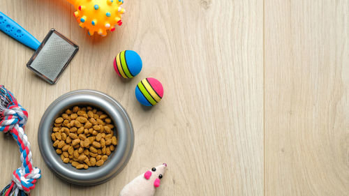 High angle view of food on table