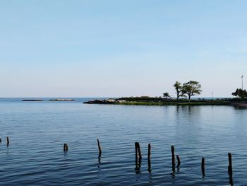 Scenic view of sea against clear sky