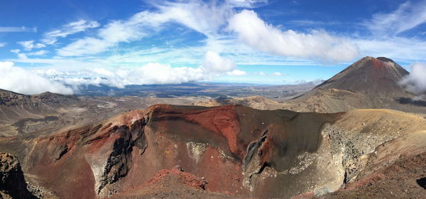 Panoramic view of mountain against cloudy sky