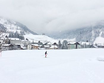 Scenic view of snow covered mountain