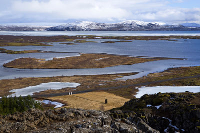 Thingvellir with lake pingvallavatn in iceland, wintertime