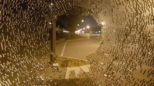 View of illuminated water at night