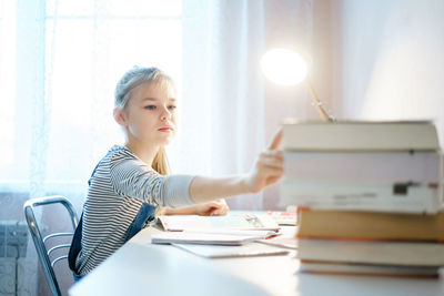 Girl studying at home