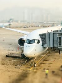 View of an aircraft boarding passengers