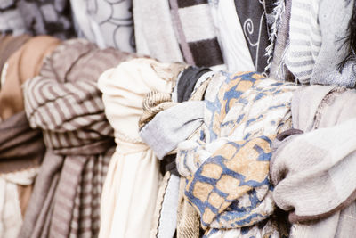 Full frame shot of scarfs for sale at market