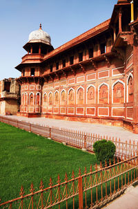 Low angle view of historic building on sunny day