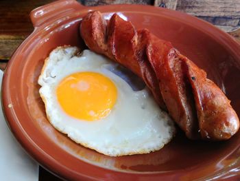 Close-up of breakfast served in plate