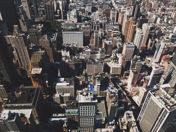 High angle view of city buildings