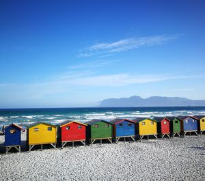 Colorful changing booths on muizenberg beach 