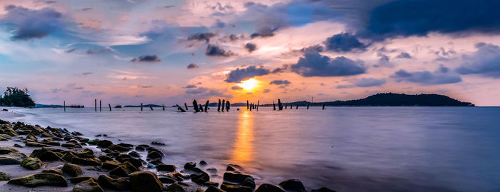 Scenic view of sea against sky during sunset