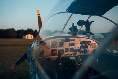 Close-up of airplane cockpit