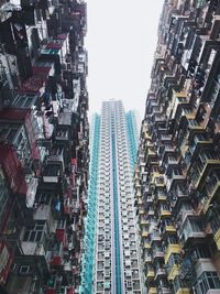 Low angle view of buildings against clear sky