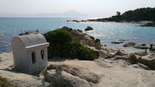 Scenic view of sea against clear sky