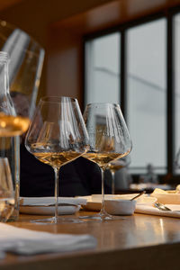 Close-up of wineglass on table